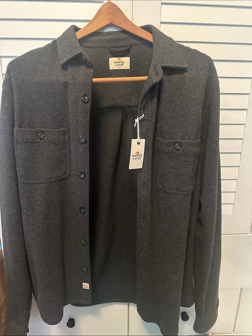 Marine Layer Charcoal Gray Button-Front Shirt Jacket
